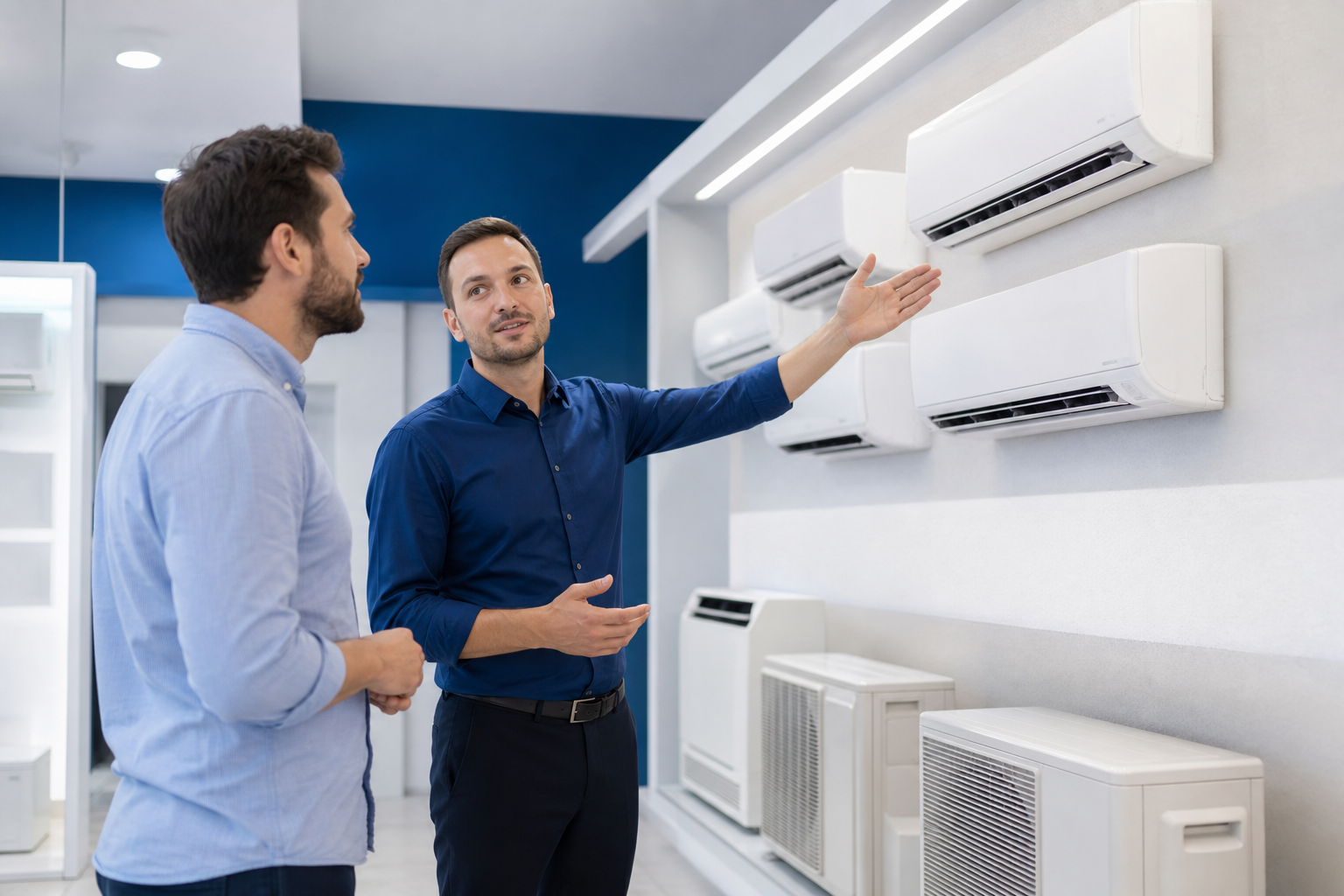 Conseiller aidant à choisir le modèle de climatiseur adapté
